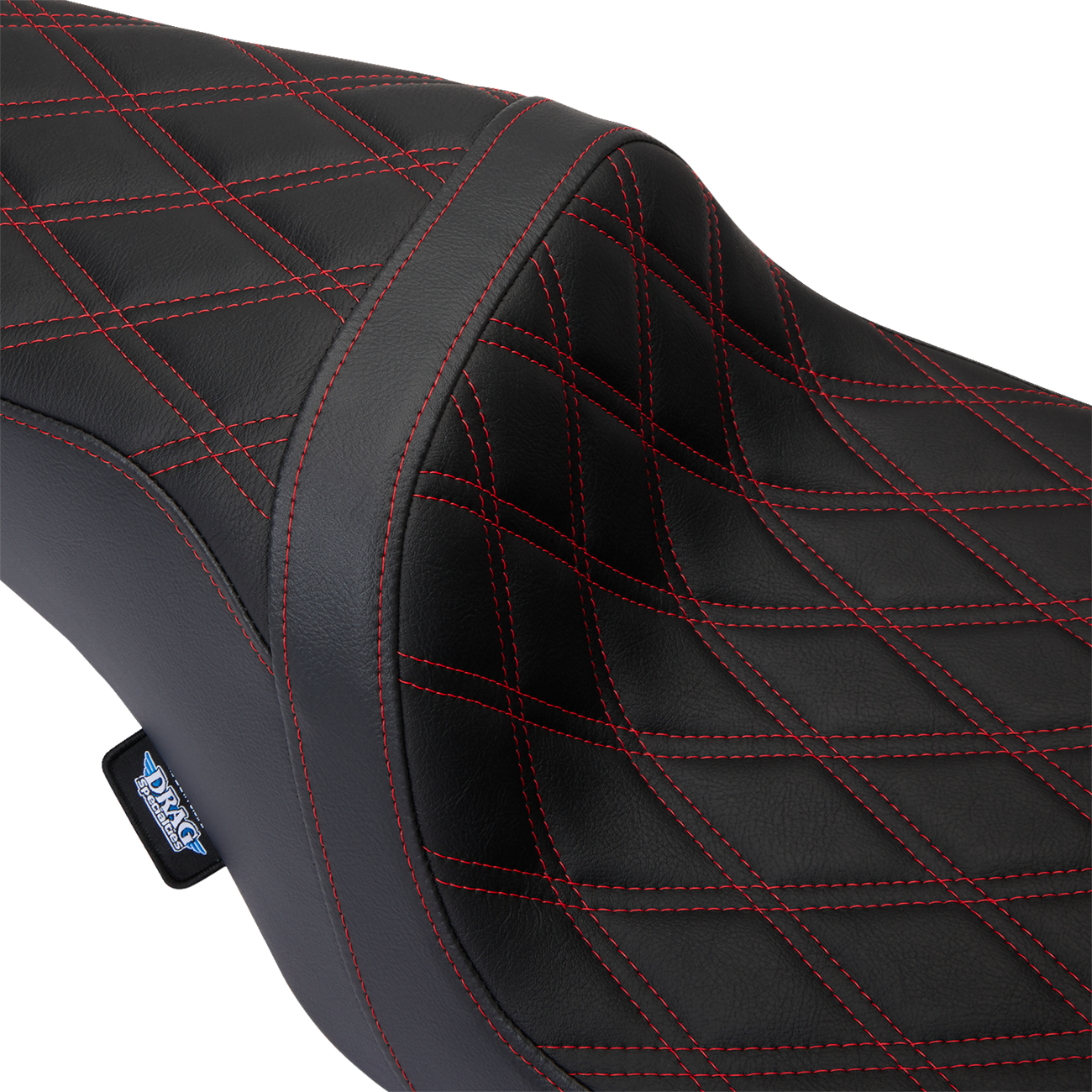 DRAG SPECIALTIES SEATS Predator 1Up Seat - Vinyl - Double Diamond Red Stitch - FLH '08-'23 08011491