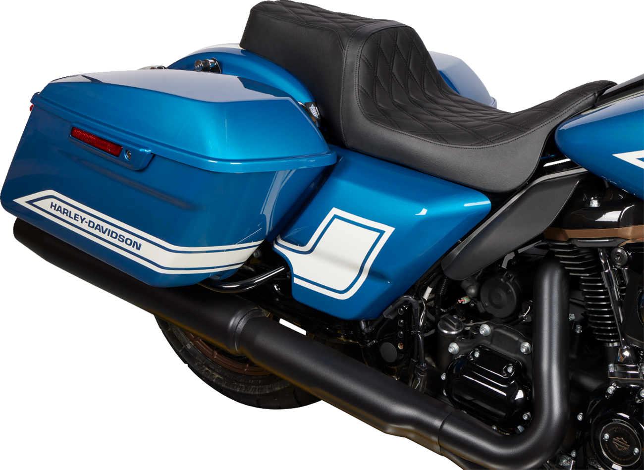 DRAG SPECIALTIES SEATS Predator 1Up Seat - Vinyl - Double Diamond Black Stitch - FLH '08-'23 0801-1483
