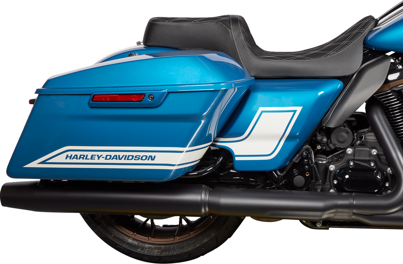 DRAG SPECIALTIES SEATS Predator 1Up Seat - Vinyl - Double Diamond Silver Stitch - FLH '08-'23 08011489
