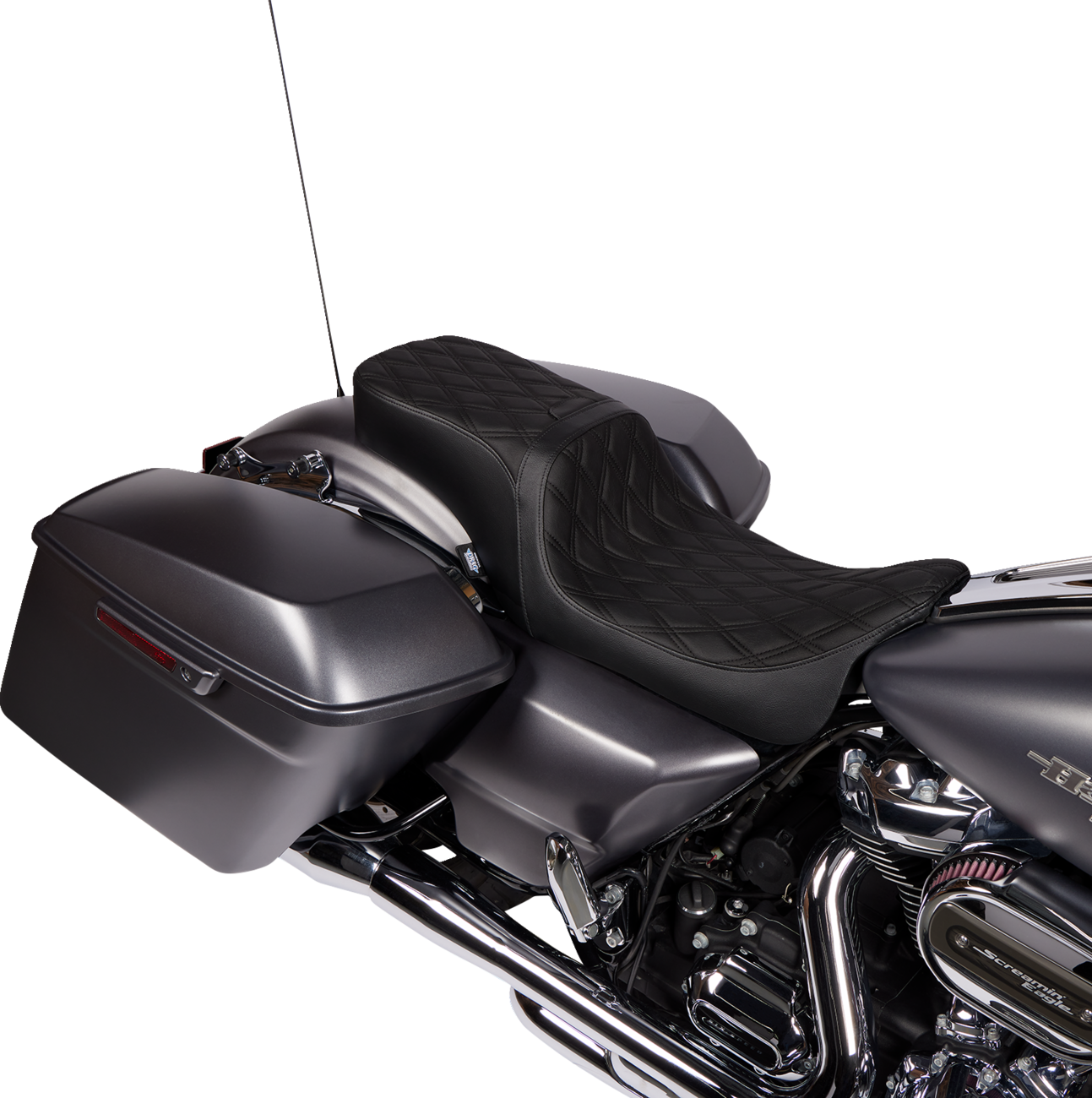 DRAG SPECIALTIES SEATS Predator 2-Up Seat - Vinyl - Double Diamond - w/o Backrest - FLH/FLTR '08-'23 0801-1500