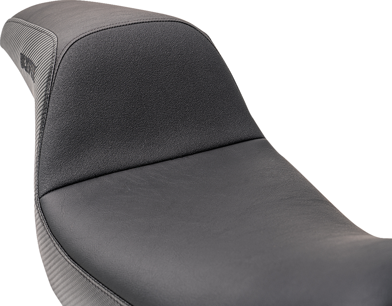 SLYFOX Drifter Seat - Black Logo - Black Vinyl w/ Slipstop - Carbon Fiber - Dyna '96-'03 4683A-slyfox