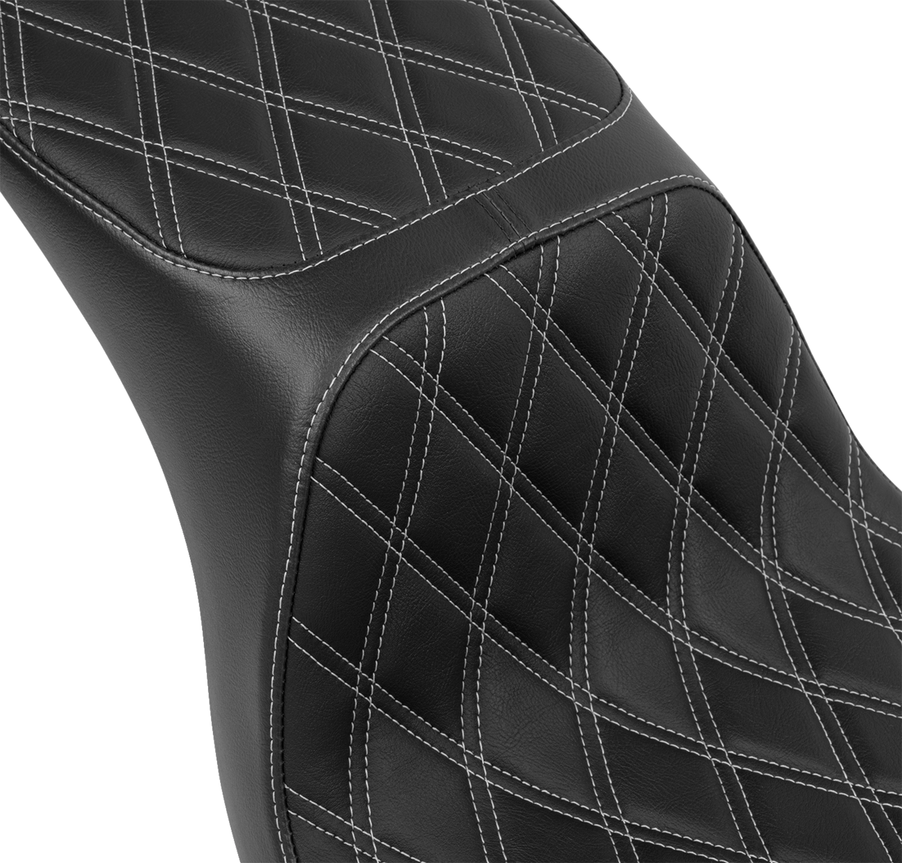 DRAG SPECIALTIES SEATS Predator 2-Up Seat - Vinyl - Double Diamond - Silver Stitching - FLSB/FXLRS '18-'24 4688C
