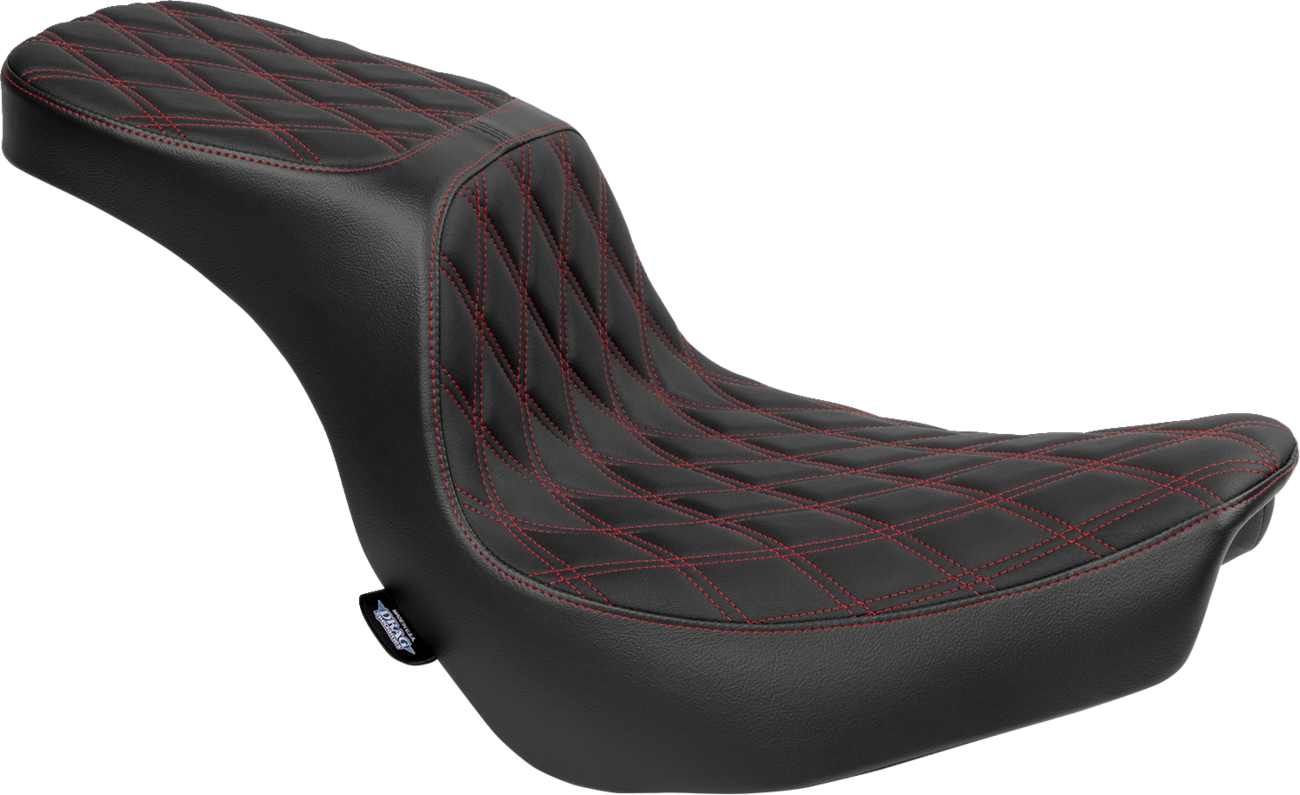 DRAG SPECIALTIES SEATS Predator 2-Up Seat - Vinyl - Double Diamond - Red Stitching - FLSB/FXLRS '18-'24 4688D