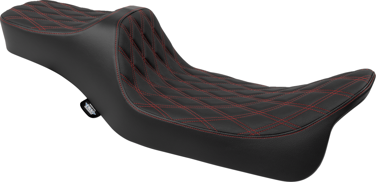 DRAG SPECIALTIES SEATS Predator III Seat - Extended Reach - Double Diamnd - Red Stitching - FLH/FLT '08-'24 4687D