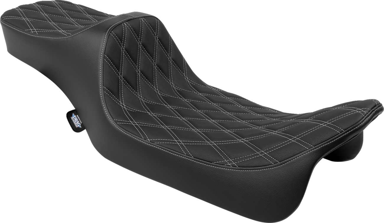 DRAG SPECIALTIES SEATS Predator III Seat - Extended Reach - Double Diamnd - Silver Stitching - FLH/FLT '08-'24 4687C