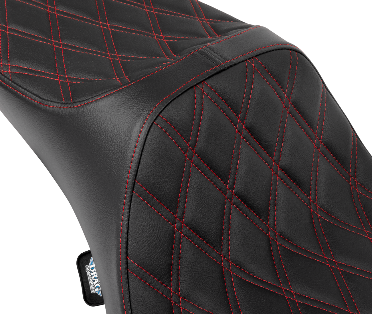 DRAG SPECIALTIES SEATS Predator III Seat - Extended Reach - Double Diamnd - Red Stitching - FLH/FLT '08-'24 4687D