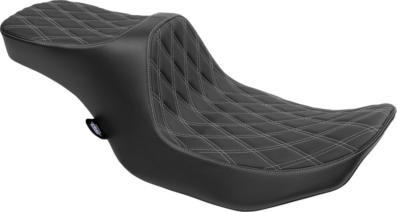 DRAG SPECIALTIES SEATS Predator III 2-Up Seat - Vinyl - Double Diamond - Silver Stitching - FLT/FLH '23-'24 4690C