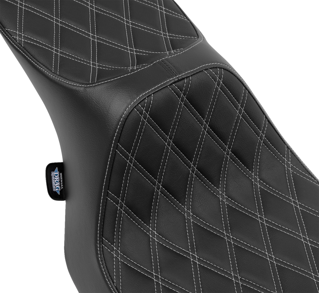 DRAG SPECIALTIES SEATS Predator III 2-Up Seat - Vinyl - Double Diamond - Silver Stitching - FLT/FLH '23-'24 4690C