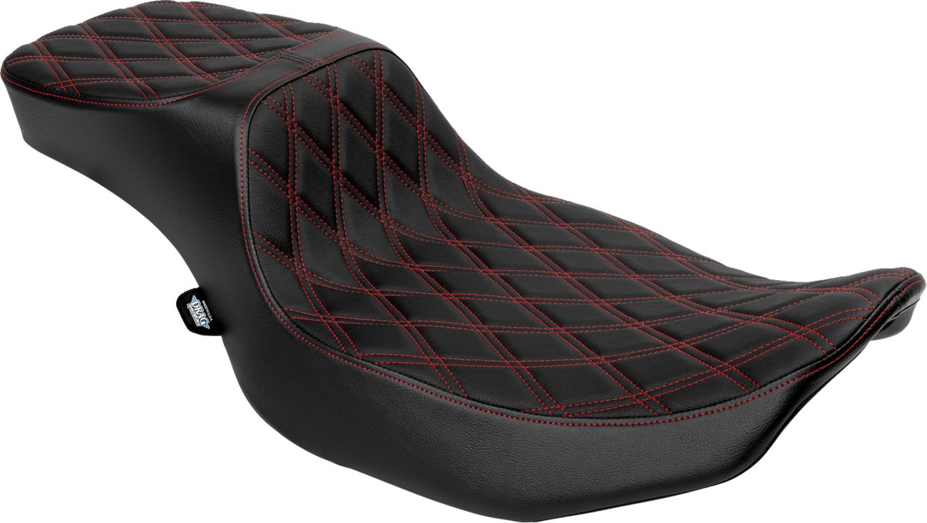 DRAG SPECIALTIES SEATS Performance Predator 2-Up Seat - Extended Reach - Vinyl - Red Double Diamond Stitch 4691D