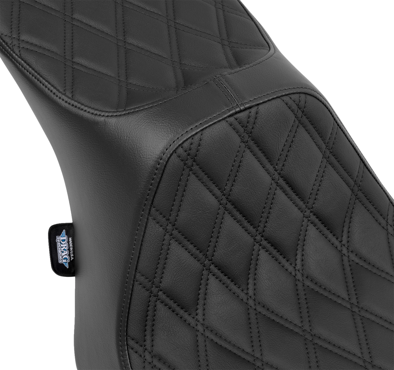 DRAG SPECIALTIES SEATS Predator III 2-Up Seat - Vinyl - Double Diamond - Black Stitching - FLT/FLH '23-'24 4690B