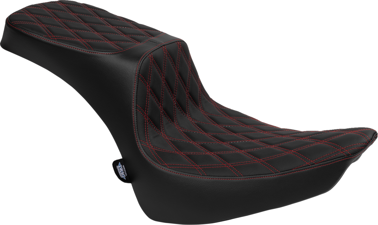 DRAG SPECIALTIES SEATS Performance Predator 2-Up Seat - Vinyl - Double Diamond - Red Thread - FL '00-'17 4689D