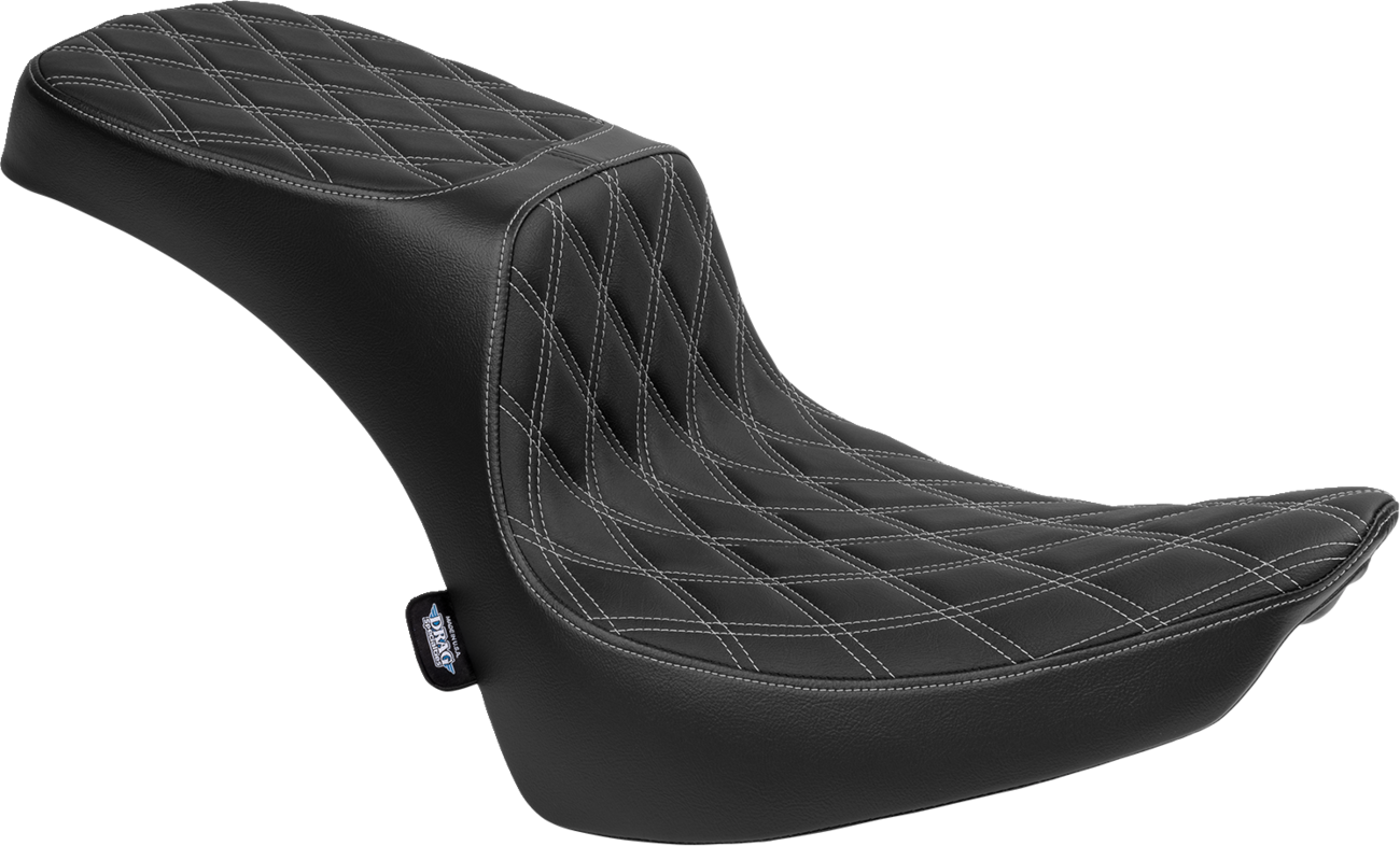 DRAG SPECIALTIES SEATS Performance Predator 2-Up Seat - Vinyl - Double Diamond - Silver Thread - FL '00-'17 4689C