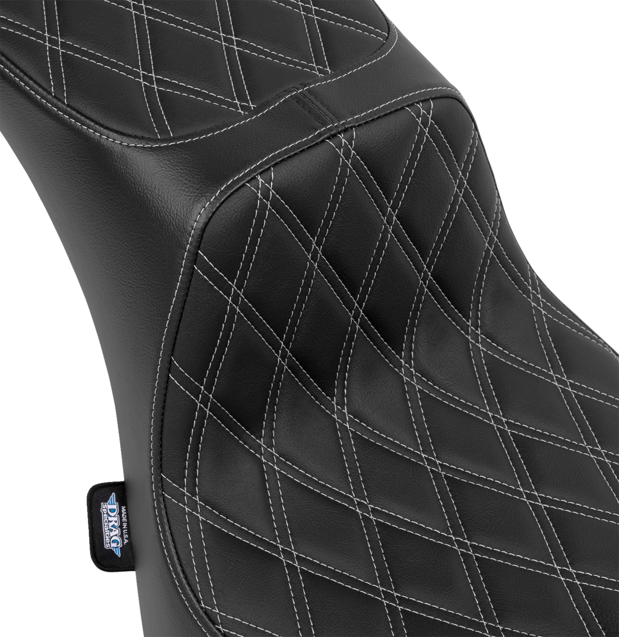 DRAG SPECIALTIES SEATS Performance Predator 2-Up Seat - Vinyl - Double Diamond - Silver Thread - FL '00-'17 4689C