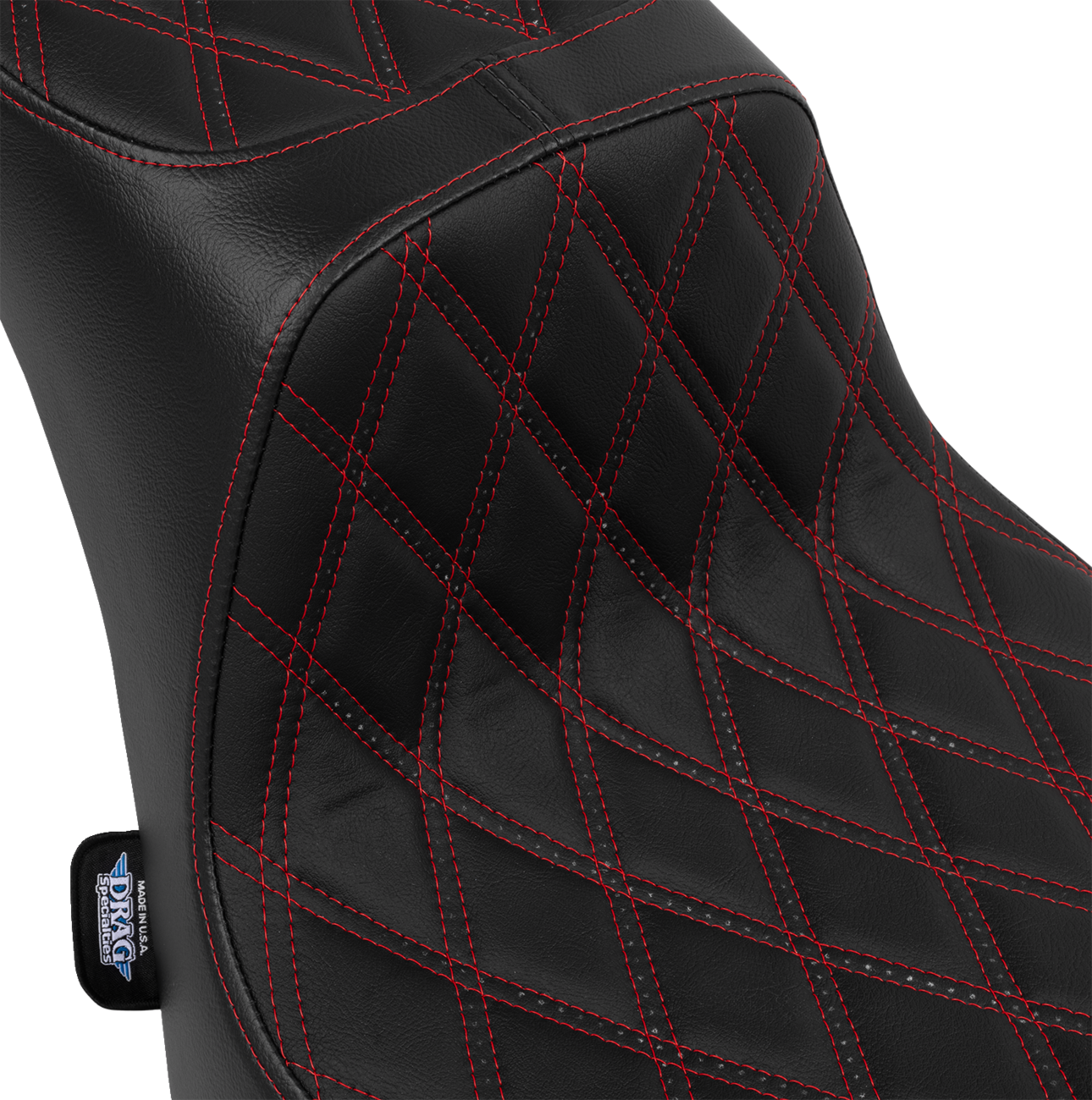 DRAG SPECIALTIES SEATS Performance Predator 2-Up Seat - Vinyl - Double Diamond - Red Thread - FL '00-'17 4689D