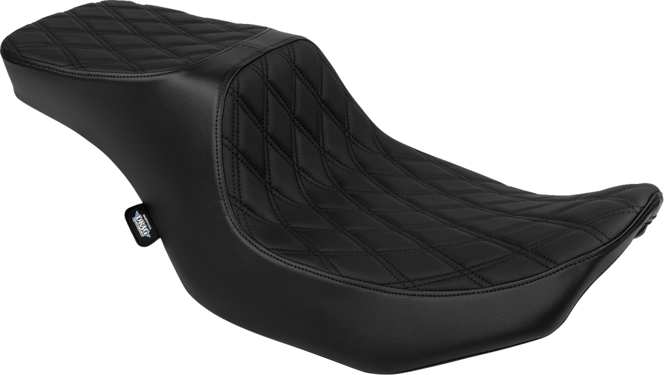 DRAG SPECIALTIES SEATS Predator 2-Up Seat - Vinyl - Double Diamond Black Stitch - w/o Backrest - FLTR/FLHX '23-'24 4692B