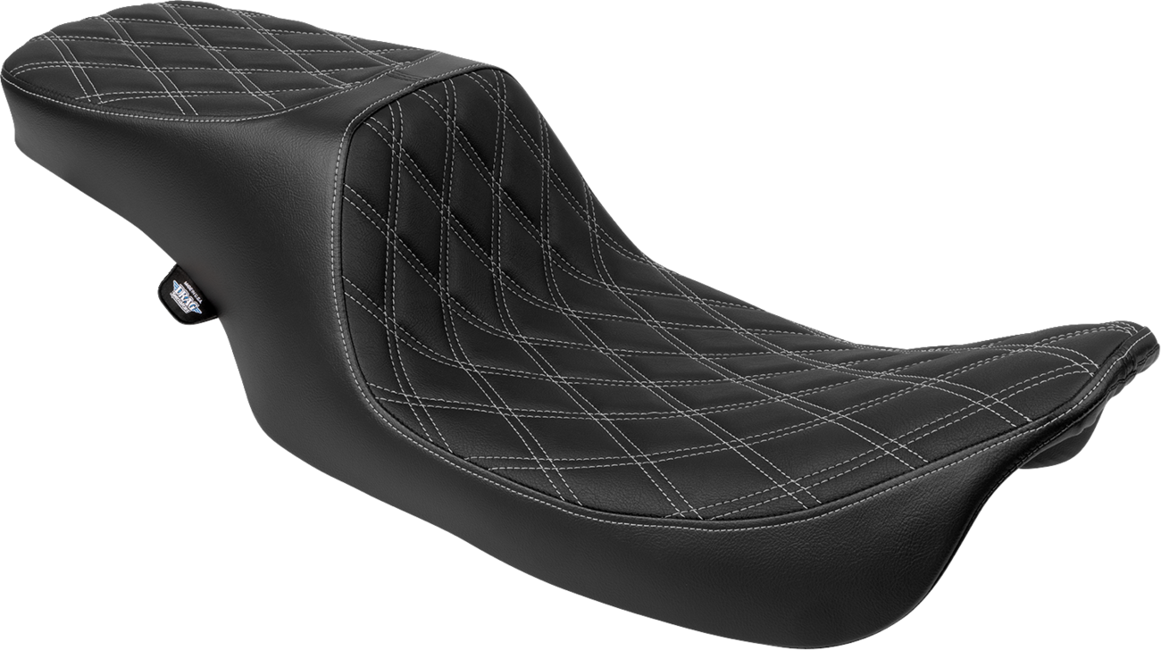 DRAG SPECIALTIES SEATS Predator 2-Up Seat - Vinyl - Double Diamond - Silver Stitching- w/o Backrest - FL '97-'07 4695C