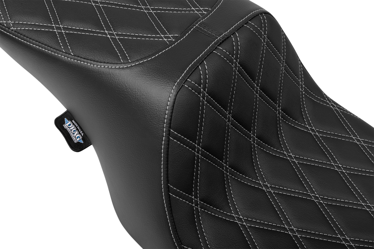 DRAG SPECIALTIES SEATS Predator 2-Up Seat - Vinyl - Double Diamond - Silver Stitching- w/o Backrest - FL '97-'07 4695C