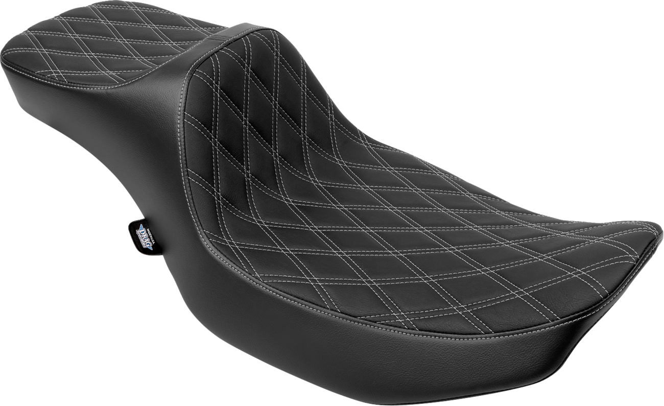 DRAG SPECIALTIES SEATS Extended Reach Predator III Seat - Double Diamond - Silver Stitching - Vinyl - FLH/FLT '23-'24 4705C