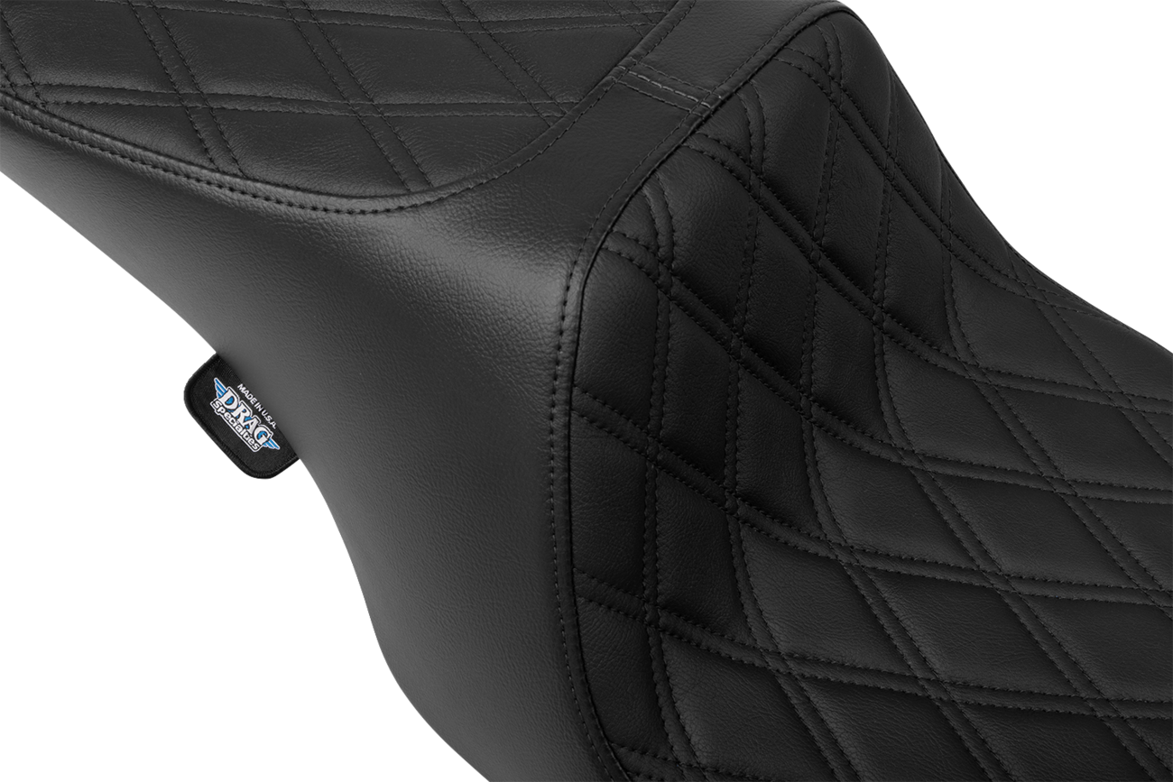DRAG SPECIALTIES SEATS Predator 2-Up Seat - Vinyl - Double Diamond - Black Stitching- w/o Backrest - FL '97-'07 4695B