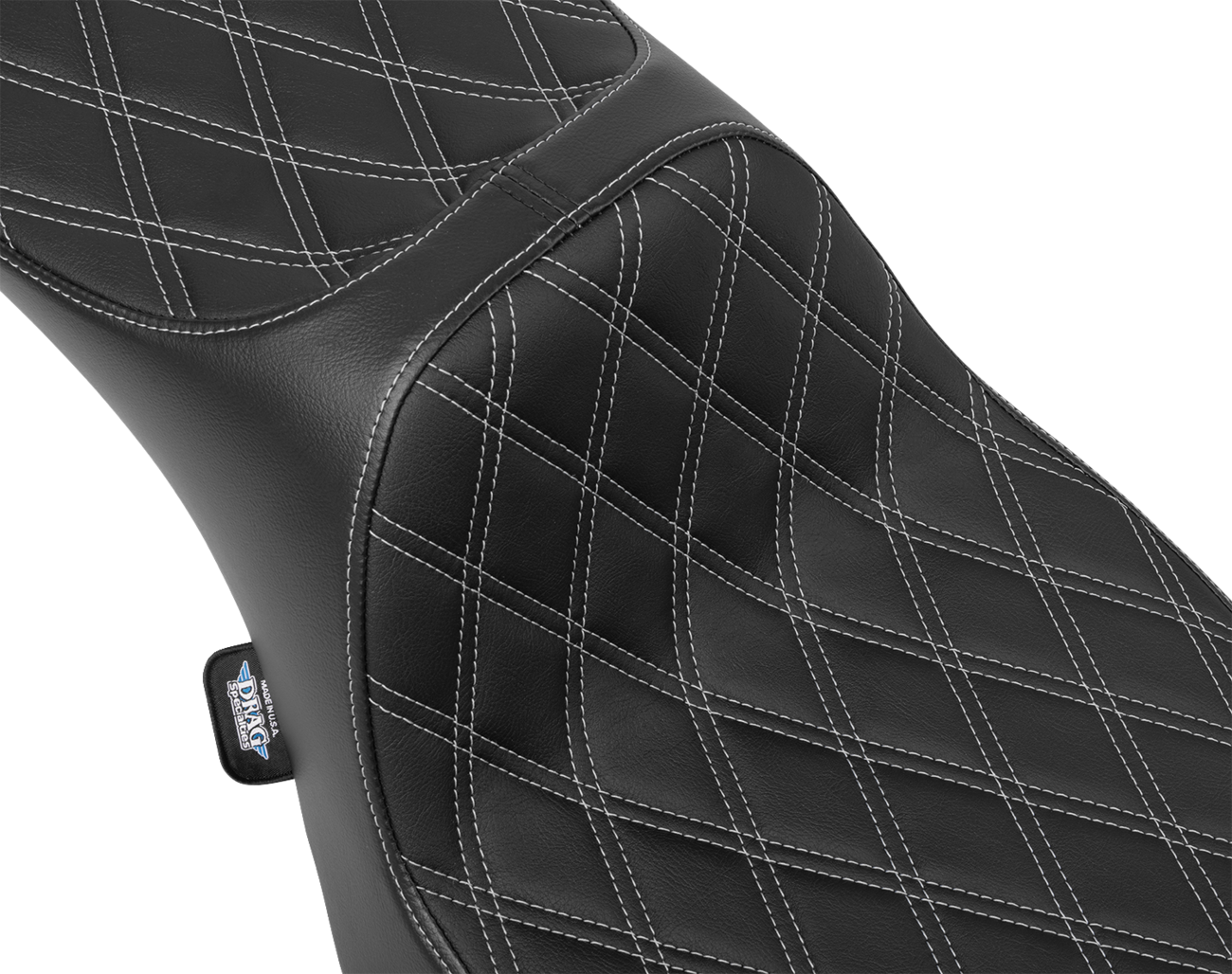 DRAG SPECIALTIES SEATS Extended Reach Predator III Seat - Double Diamond - Silver Stitching - Vinyl - FLH/FLT '23-'24 4705C
