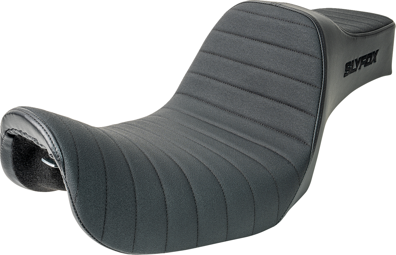 SLYFOX Highnoon Seat - Vinyl - Classic Stitch - Black Logo - Dyna '12-'16 4694A-slyfox