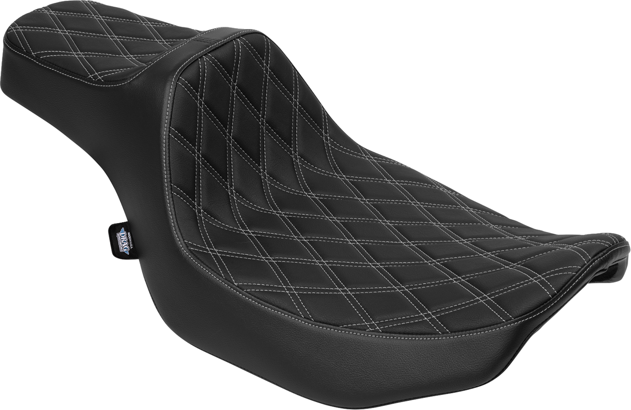 DRAG SPECIALTIES SEATS Extended Reach Predator III Seat - Vinyl - Silver Double Diamond Stitch - FLT/FLH '23-'25 4706C