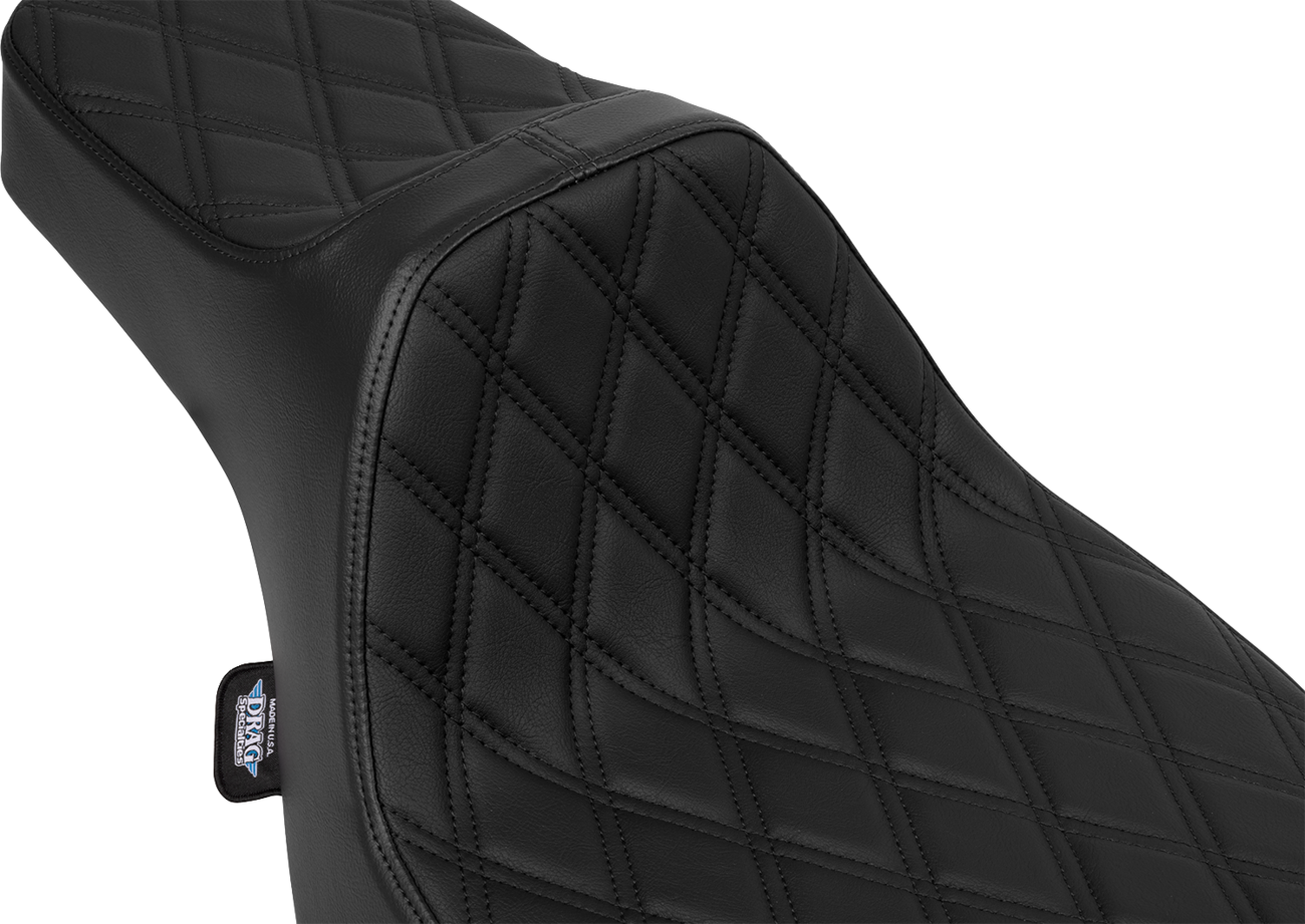 DRAG SPECIALTIES SEATS Extended Reach Predator III Seat - Vinyl - Black Double Diamond Stitch - FLH/FLT '23-'25 4706B