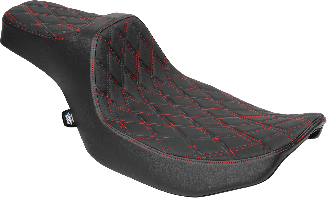 DRAG SPECIALTIES SEATS Extended Reach Predator III Seat - Vinyl - Red Double Diamond Stitch - FLT/FLH '23-'25 4706D