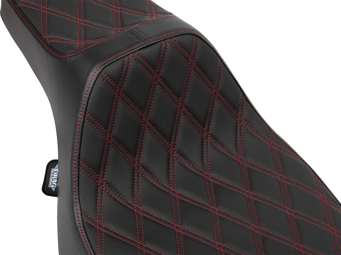 DRAG SPECIALTIES SEATS Extended Reach Predator III Seat - Vinyl - Red Double Diamond Stitch - FLT/FLH '23-'25 4706D