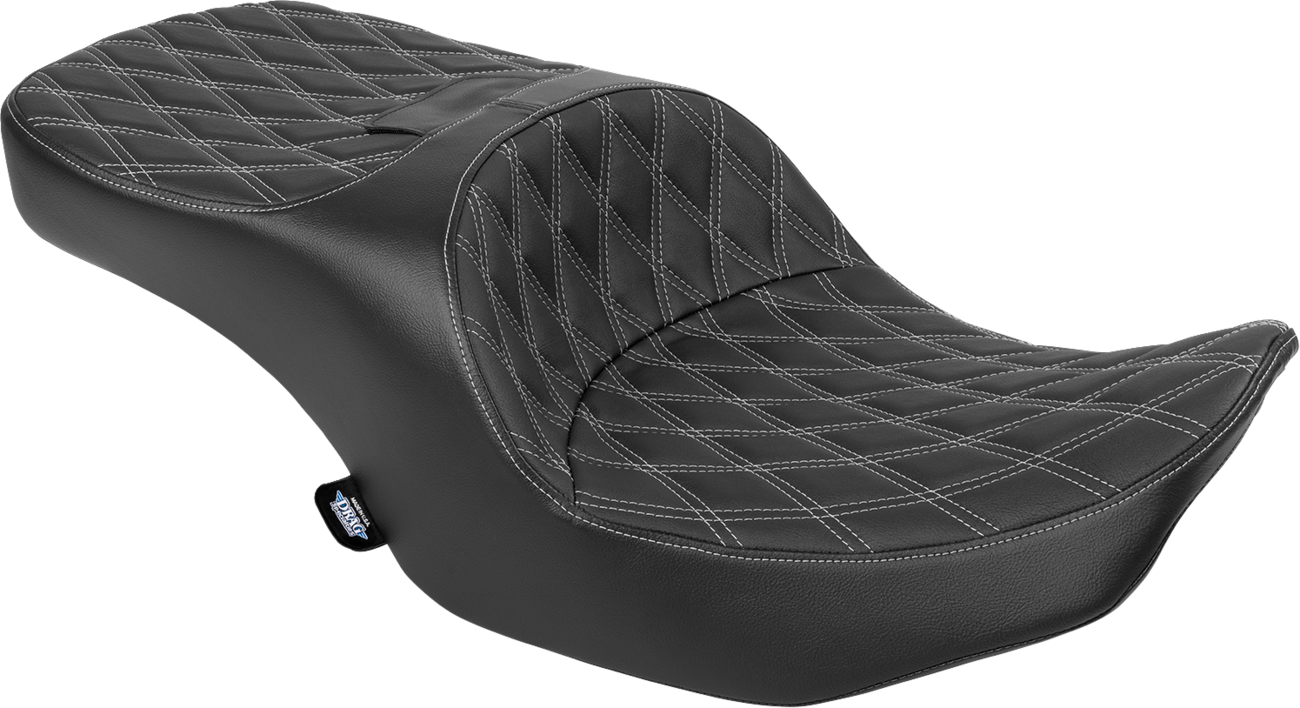 DRAG SPECIALTIES SEATS Freedom Seat - Black - Vinyl - Silver Double Diamond Stitch - FLT/FLH '23-'25 4711C