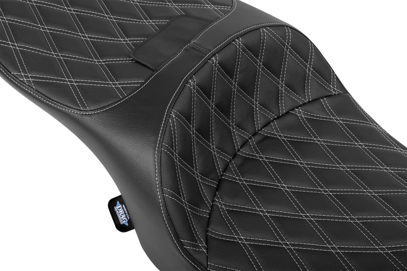 DRAG SPECIALTIES SEATS Freedom Seat - Black - Vinyl - Silver Double Diamond Stitch - FLT/FLH '23-'25 4711C