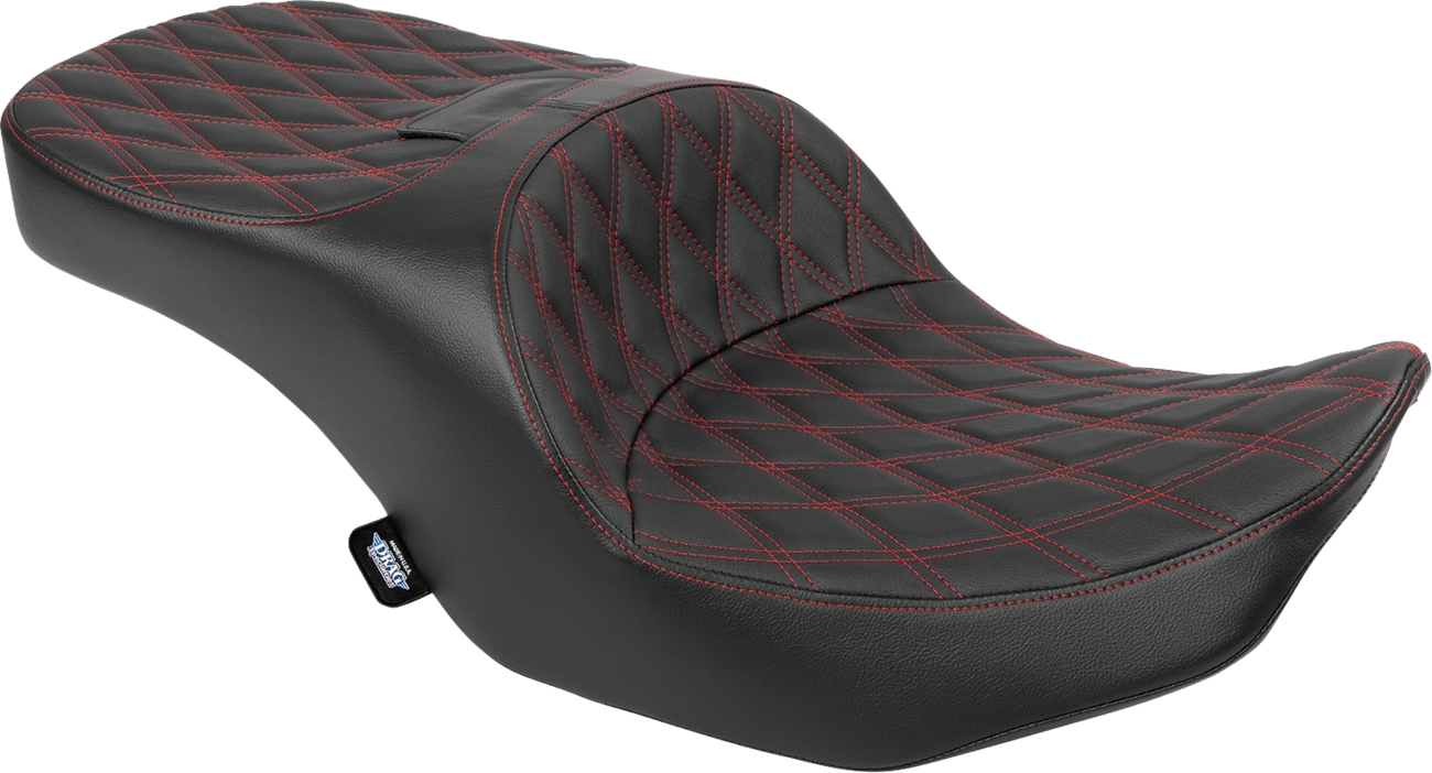 DRAG SPECIALTIES SEATS Freedom Seat - Black - Vinyl - Red Double Diamond Stitch - FLT/FLH '23-'25 4711D