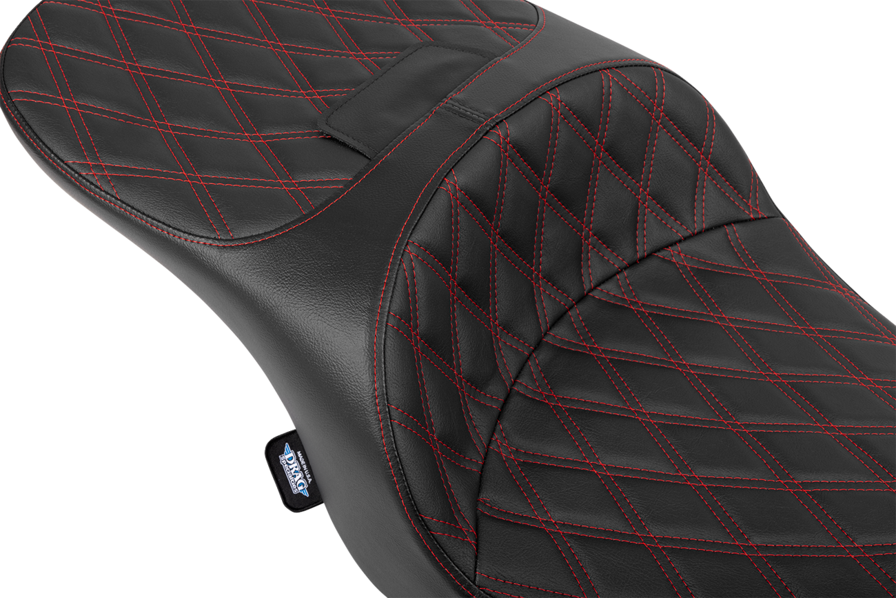 DRAG SPECIALTIES SEATS Freedom Seat - Black - Vinyl - Red Double Diamond Stitch - FLT/FLH '23-'25 4711D