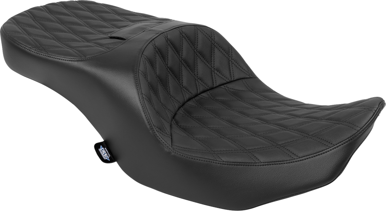 DRAG SPECIALTIES SEATS Forward Position Freedom Seat - Vinyl/Solar Leather - Black Double Diamond Stitch - FLH/FLT '23-'25 4715F