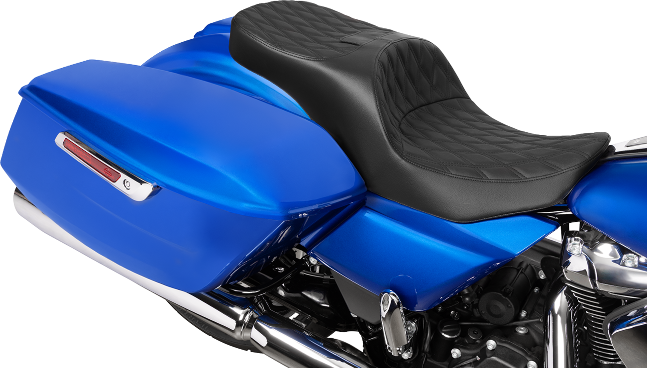 DRAG SPECIALTIES SEATS Forward Position Freedom Seat - Vinyl/Solar Leather - Black Double Diamond Stitch - FLH/FLT '23-'25 4715F