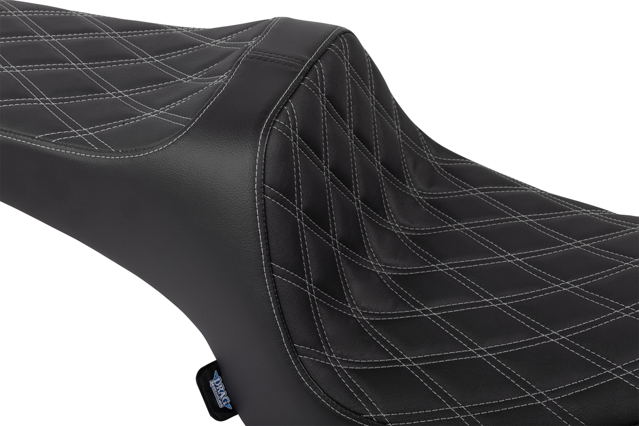 DRAG SPECIALTIES SEATS Predator III Seat - Vinyl - Double Diamond - Silver Stitch - Challenger '20-'25 4718C