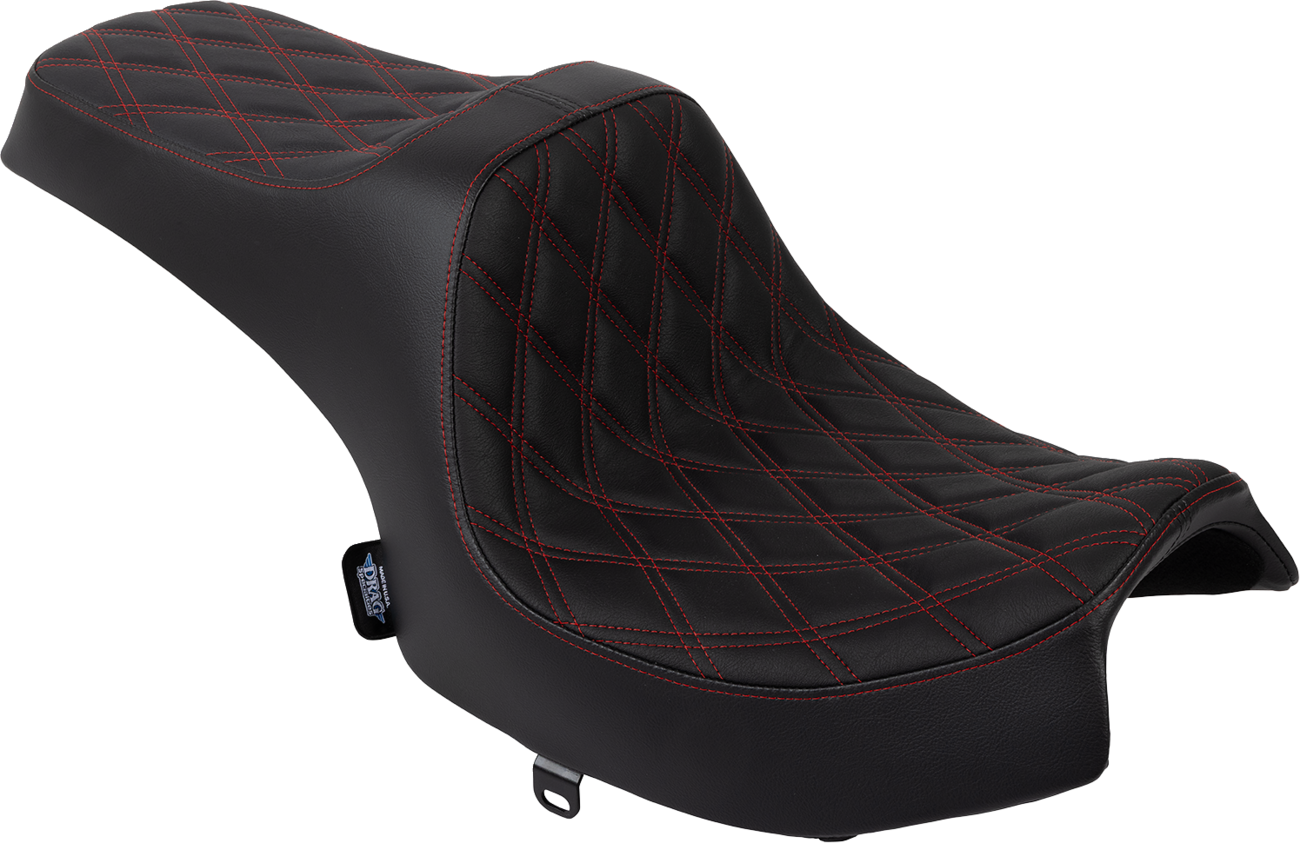 DRAG SPECIALTIES SEATS Predator III Seat - Vinyl - Double Diamond - Red Stitch - Challenger '20-'25 4718D