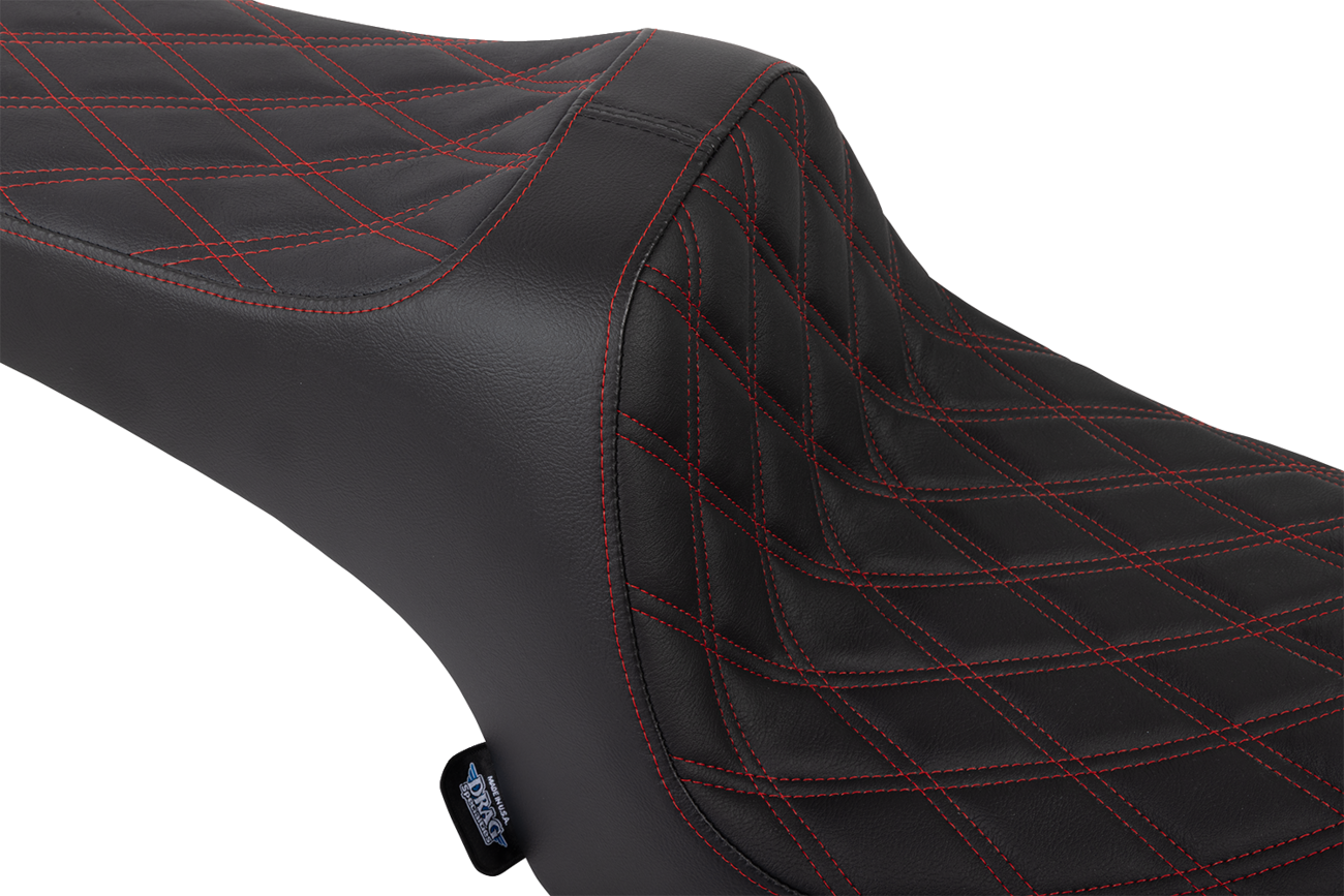DRAG SPECIALTIES SEATS Predator III Seat - Vinyl - Double Diamond - Red Stitch - Challenger '20-'25 4718D