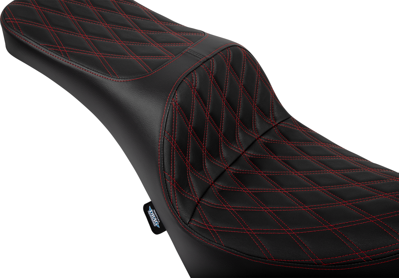 DRAG SPECIALTIES SEATS Freedom Seat - Vinyl - Double Diamond Red Stitch - FL/FX '18-'25 4719D