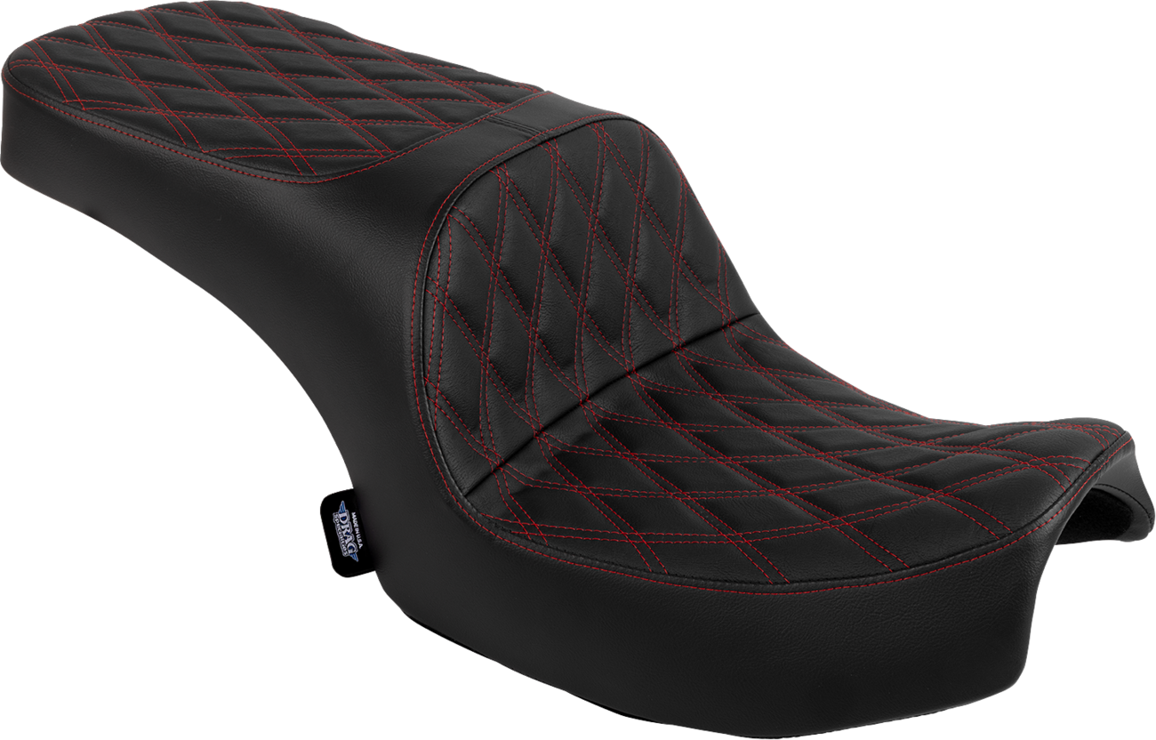 DRAG SPECIALTIES SEATS Freedom Seat - Vinyl - Double Diamond Red Stitch - Challenger '20-'25/Chieftain '25 4722D
