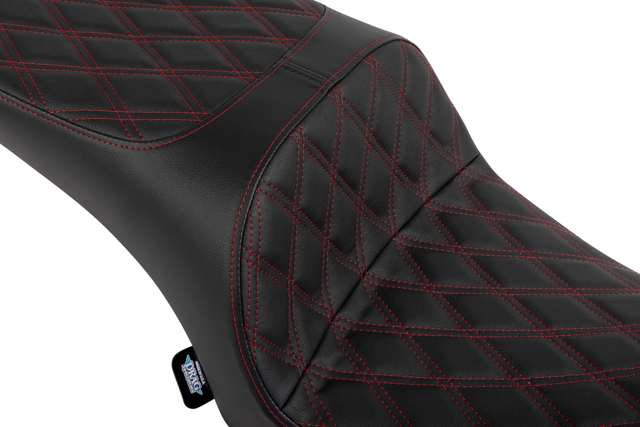 DRAG SPECIALTIES SEATS Freedom Seat - Vinyl - Double Diamond Red Stitch - Challenger '20-'25/Chieftain '25 4722D