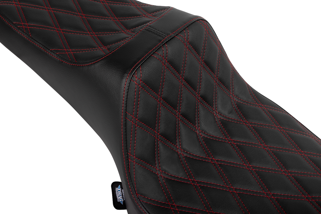 DRAG SPECIALTIES SEATS Predator III 2-Up Seat - Vinyl - Double Diamond - Red Stitch - Chieftain '25/Challenger '20-'25 4720D