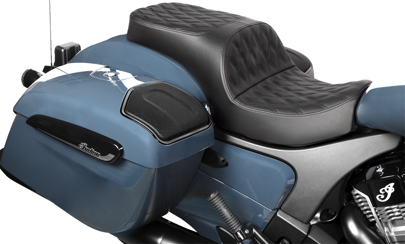 DRAG SPECIALTIES SEATS Freedom Seat - Vinyl/Solar Leather - Double Diamond Black Stitch - Challenger '20-'25/Chieftain '25 4755F