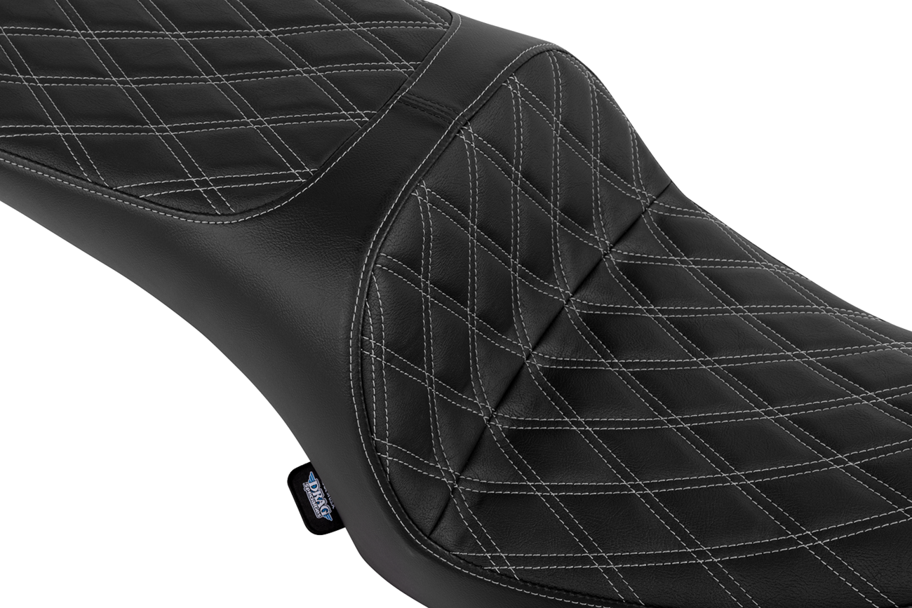 DRAG SPECIALTIES SEATS Freedom Seat - Vinyl - Double Diamond Silver Stitch - Challenger '20-'25/Chieftain '25 4722C