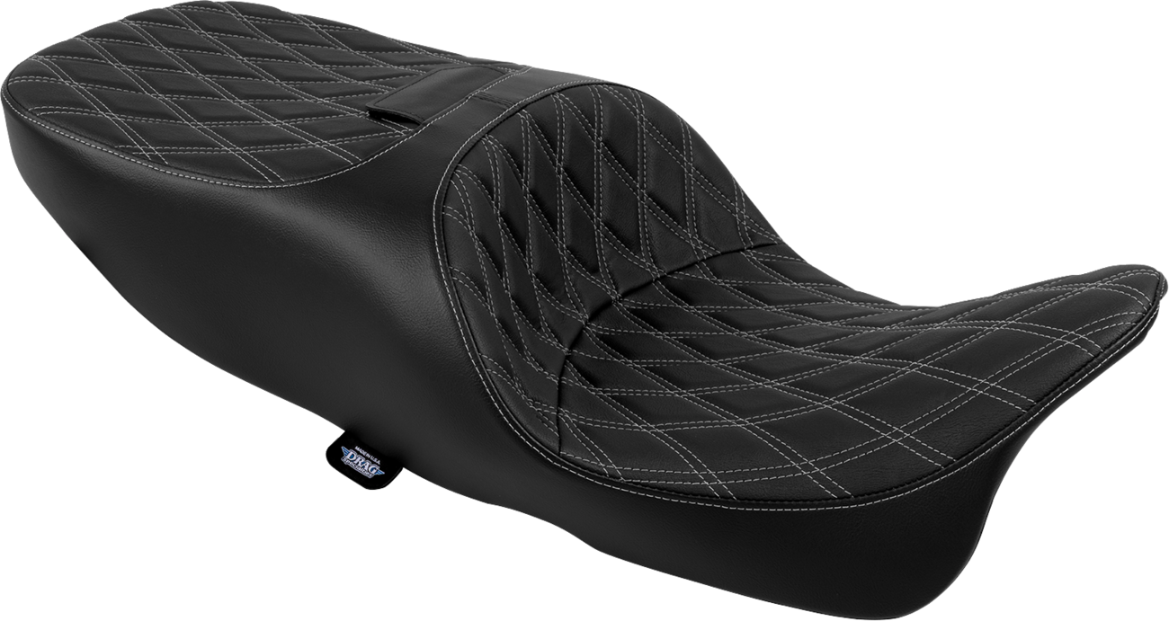 DRAG SPECIALTIES SEATS Freedom Seat - Vinyl - Double Diamond Silver Stitch - FLRT/FLTRT '15-'25 4727C