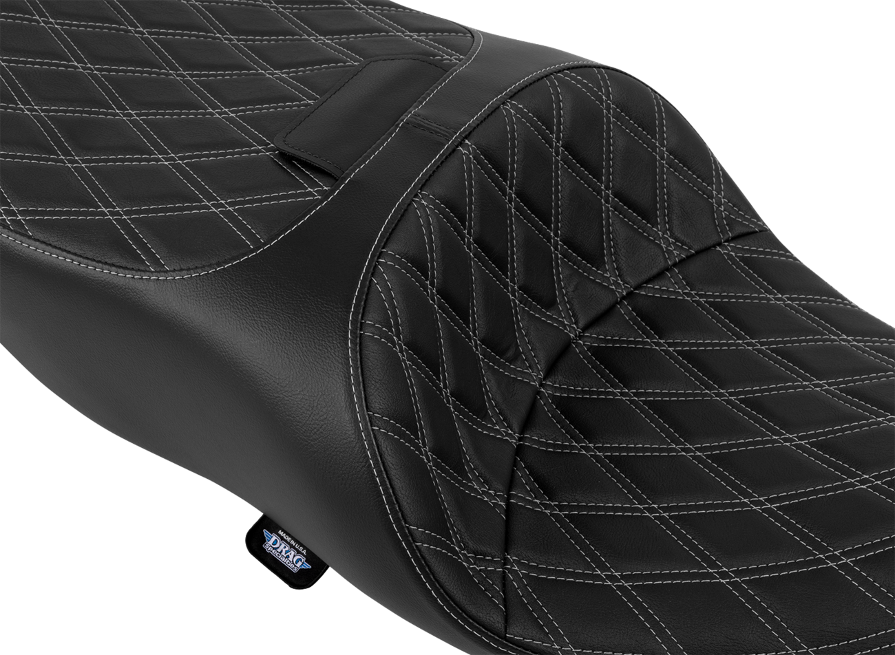 DRAG SPECIALTIES SEATS Freedom Seat - Vinyl - Double Diamond Silver Stitch - FLRT/FLTRT '15-'25 4727C