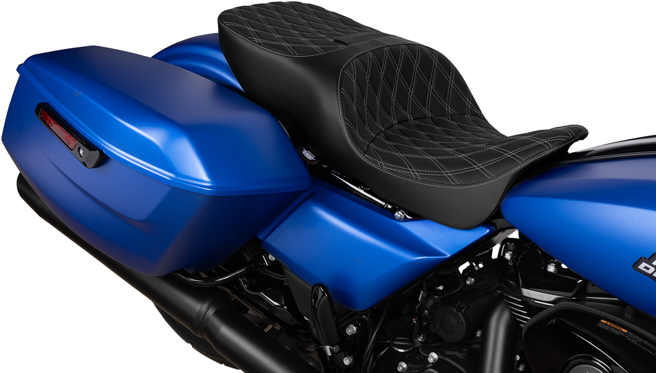 DRAG SPECIALTIES SEATS Freedom Seat - Vinyl - Double Diamond Silver Stitch - FLRT/FLTRT '15-'25 4727C