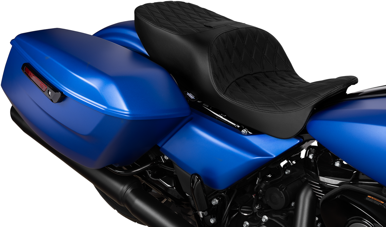 DRAG SPECIALTIES SEATS Freedom Seat - Vinyl - Double Diamond Black Stitch - FLRT/FLTRT '15-'25 4727B