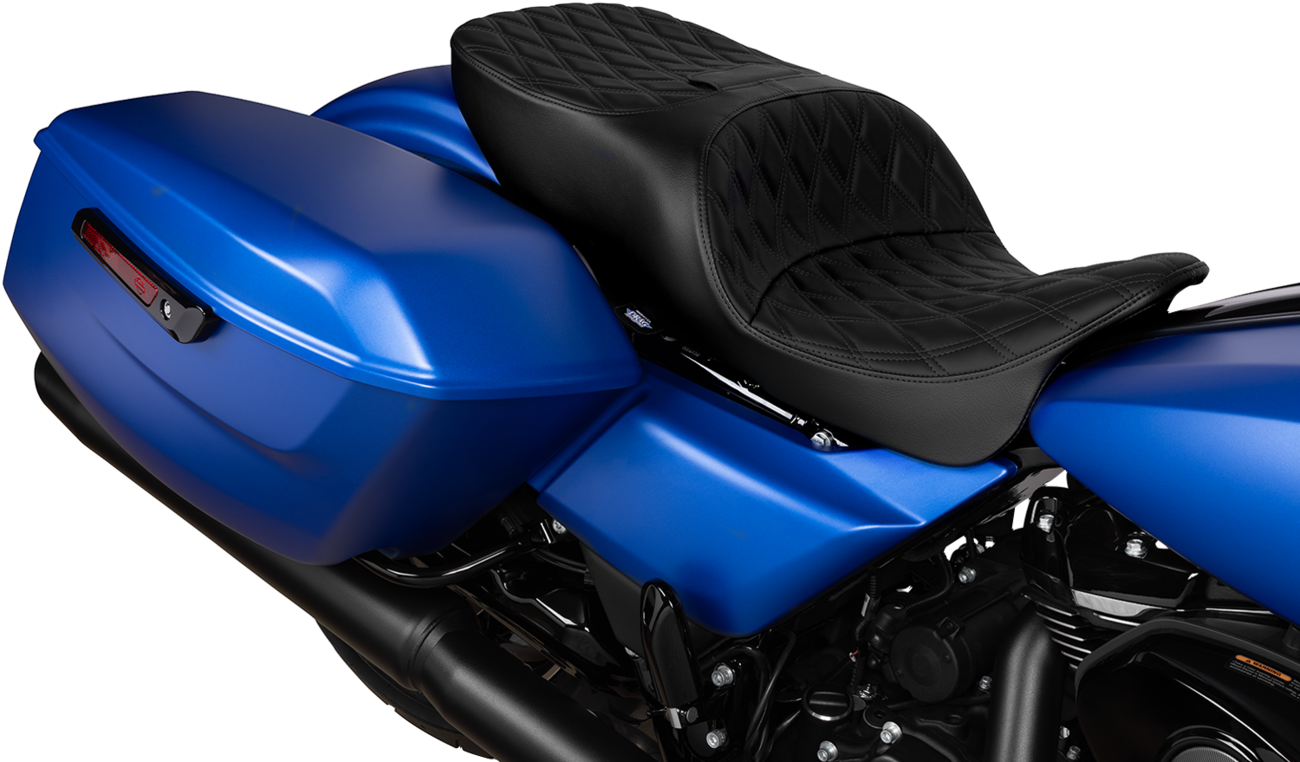 DRAG SPECIALTIES SEATS Freedom Seat - Solar Leather - Double Diamond Black Stitch - FLRT/FLTRT '15-'25 4724E