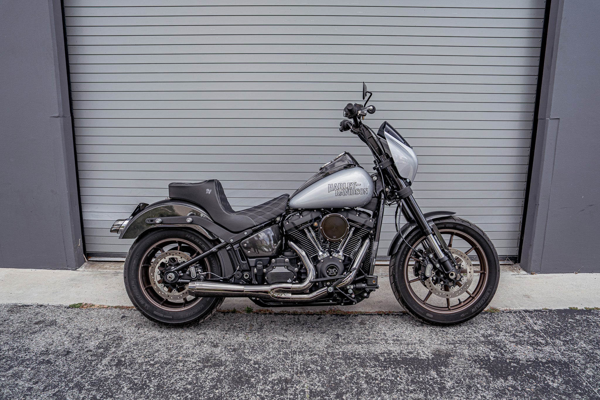 SLYFOX Chariot Diamond Stitch Seat (Grey Logo) Softail FXLRS/FXLRST - '18-'25
